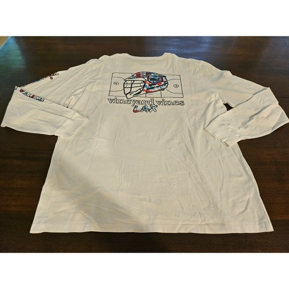 Limited Edition Vineyard Vines T-Shirt  Mens XL Lax Lacrosse White Long Sleeve - Picture 3 of 8